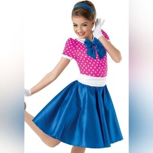 Weissman Pink Polka Dot 50's Dance Costume Halloween Cosplay Sz Large Child LC